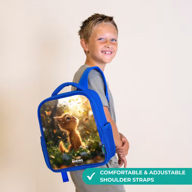 Kids backpack - Blue - Henry autumn kitten — 4