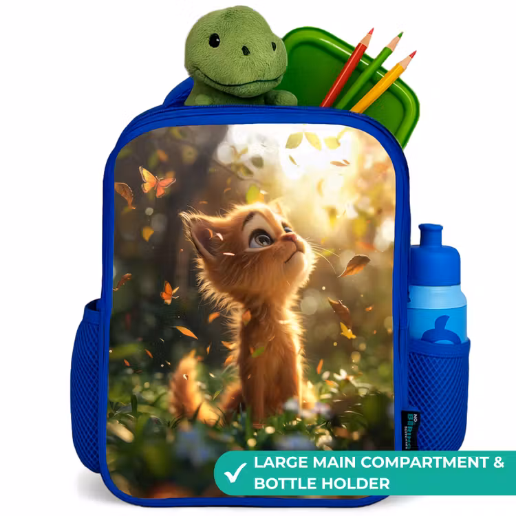 Kids backpack - Blue - Henry autumn kitten — 5