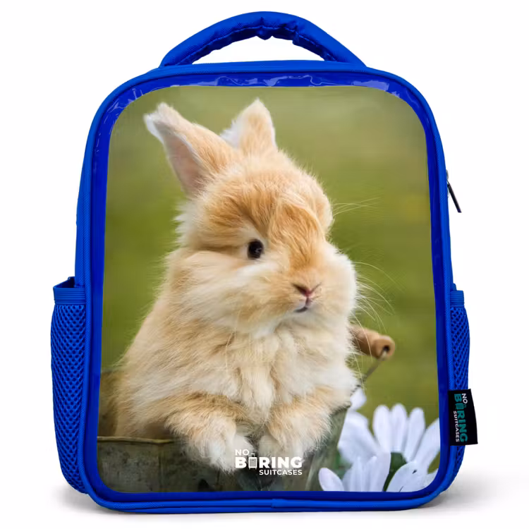 Kids backpack - Blue - Rabbit in flower pot — 1