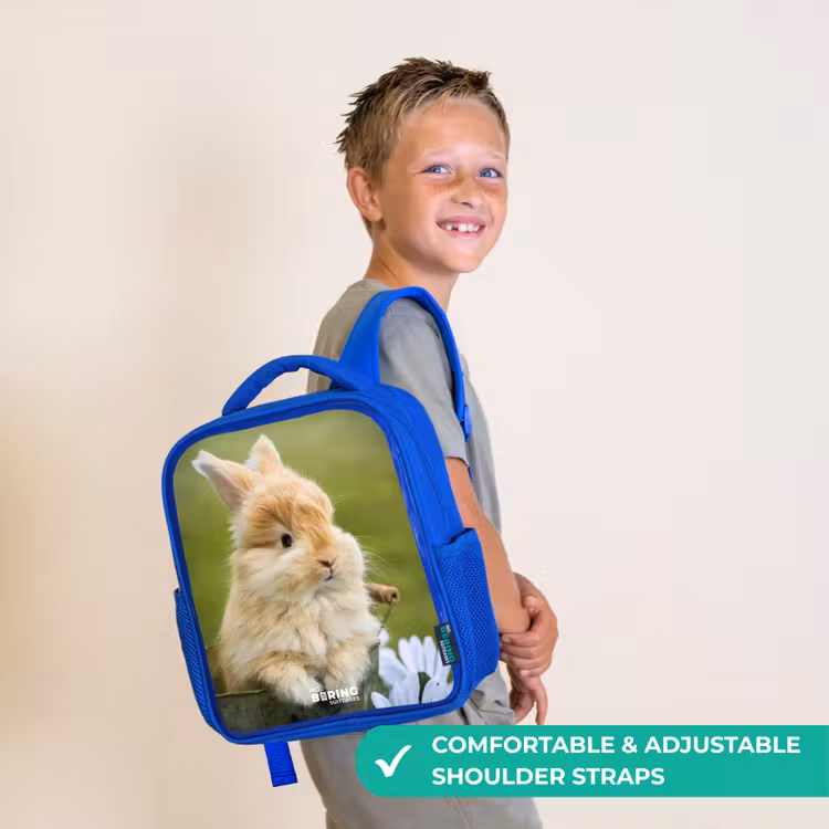 Kids backpack - Blue - Rabbit in flower pot — 4