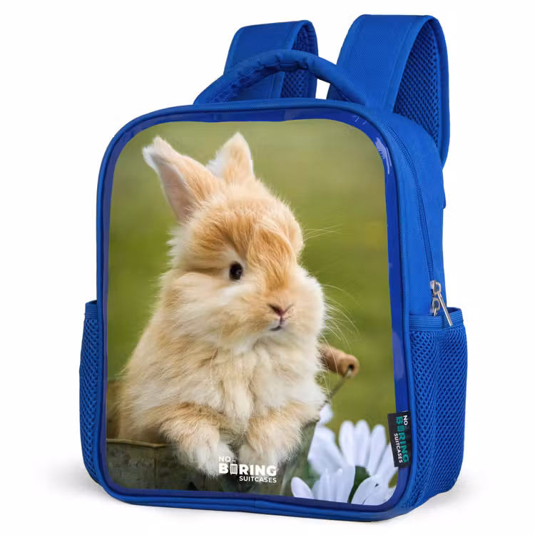 Kids backpack - Blue - Rabbit in flower pot — 7