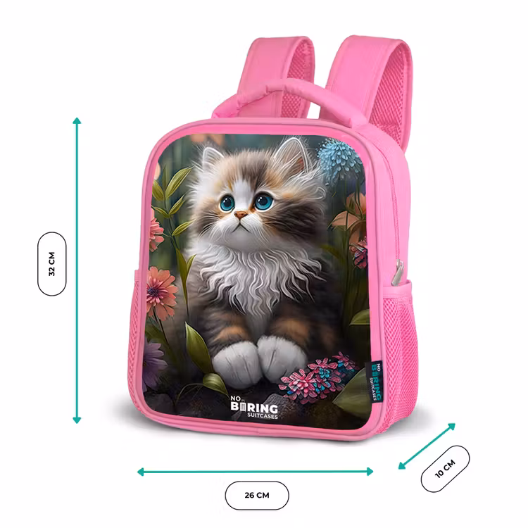 Kids backpack - Pink - Kitten among flowers — 3