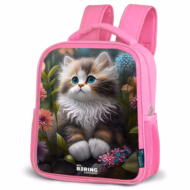 Kids backpack - Pink - Kitten among flowers — 4