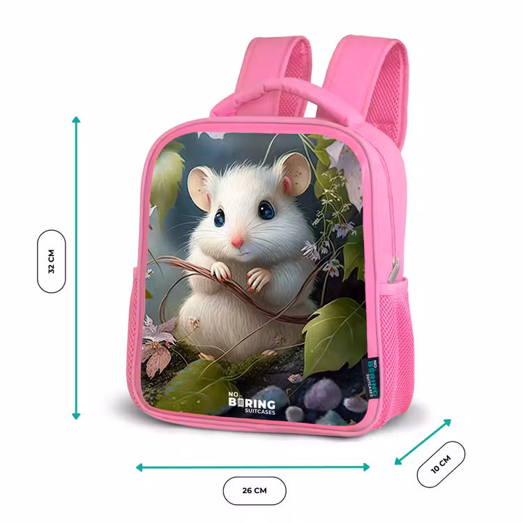 Kids backpack - Pink - Mouse surrounded by leaves — 3