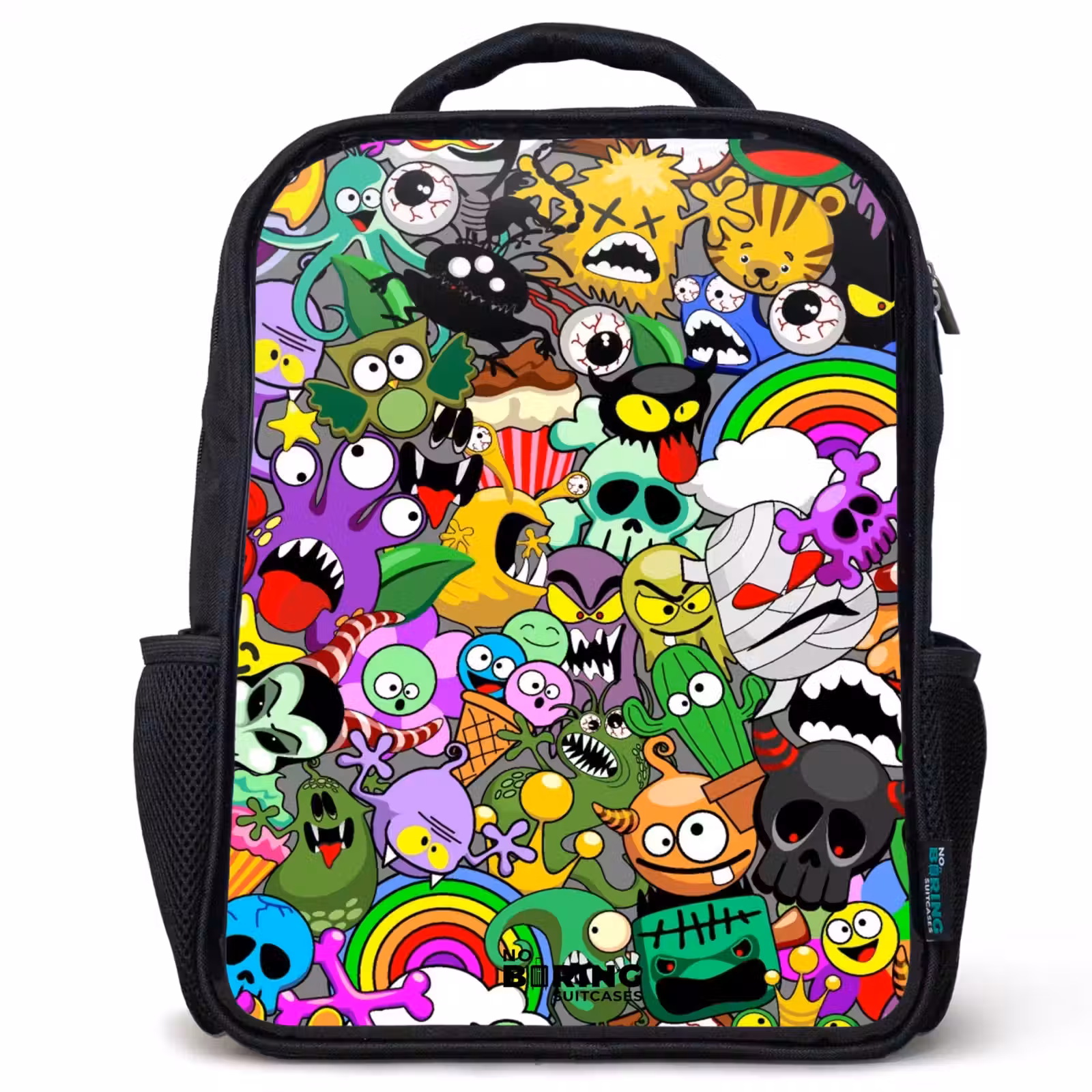 Kids backpack - Black - Chaotic colorful monster pattern — 1