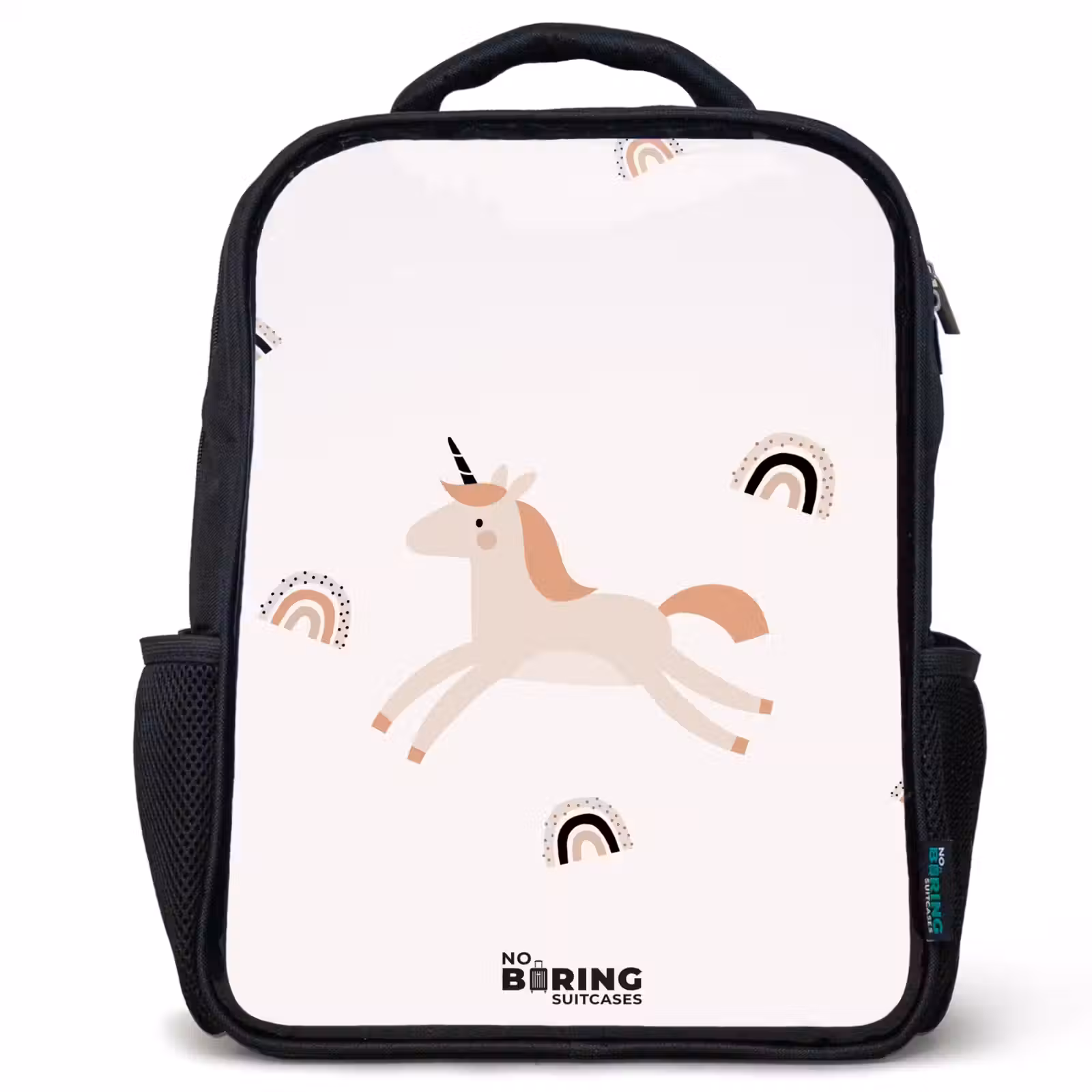 Kids backpack - Black - Unicorn with orange mane — 1