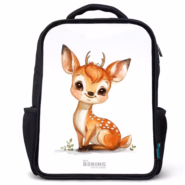 Kids backpack - Black - Baby deer — 1
