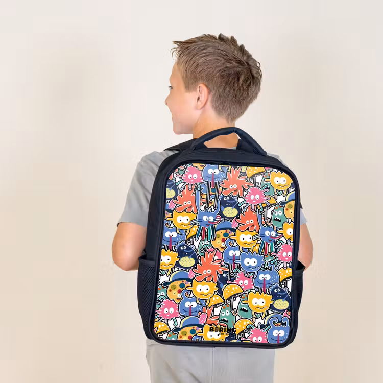 Kids backpack - Black - Beasts with Big Eyes — 2