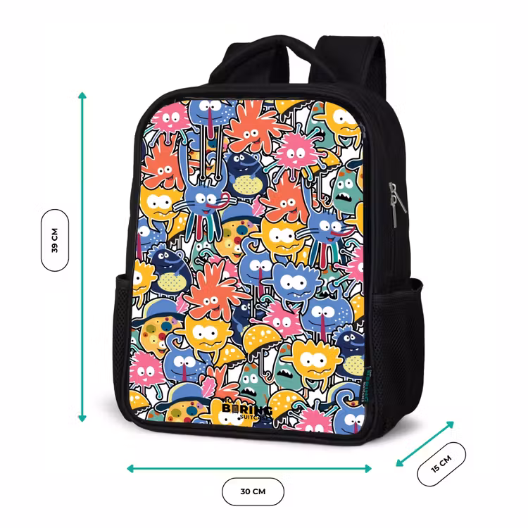 Kids backpack - Black - Beasts with Big Eyes — 8