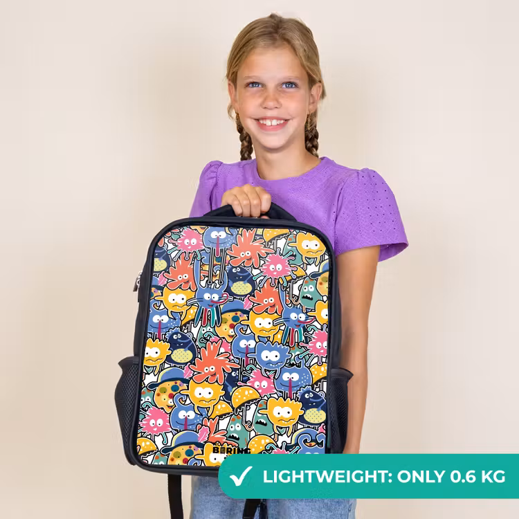 Kids backpack - Black - Beasts with Big Eyes — 9