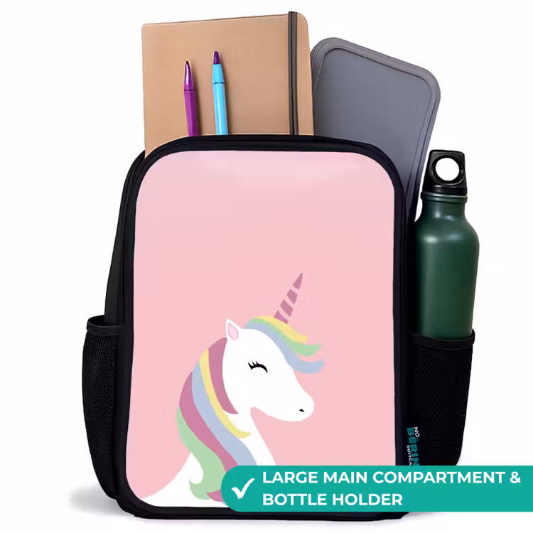 Kids backpack - Black - Cartoon unicorn with rainbow mane — 10
