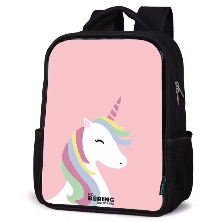 Kids backpack - Black - Cartoon unicorn with rainbow mane — 6