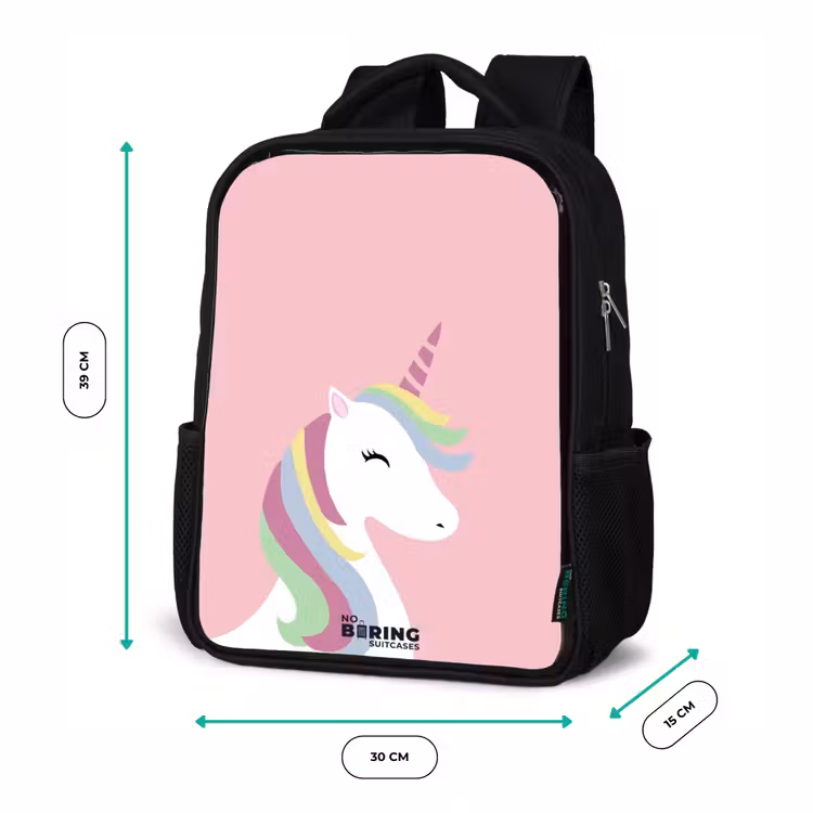 Kids backpack - Black - Cartoon unicorn with rainbow mane — 8