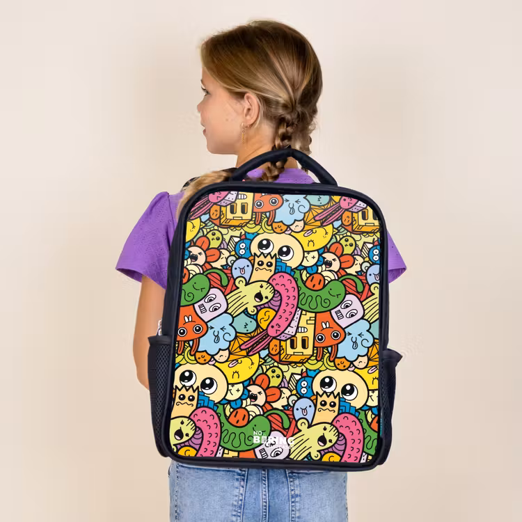 Kids backpack - Black - Fantasy animals that laugh and are colorful — 4