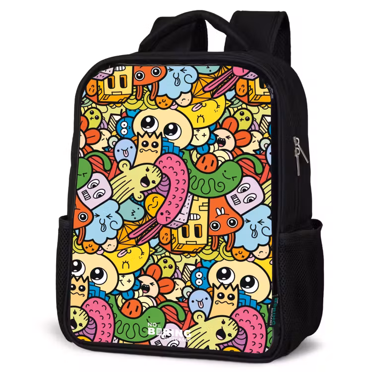 Kids backpack - Black - Fantasy animals that laugh and are colorful — 6