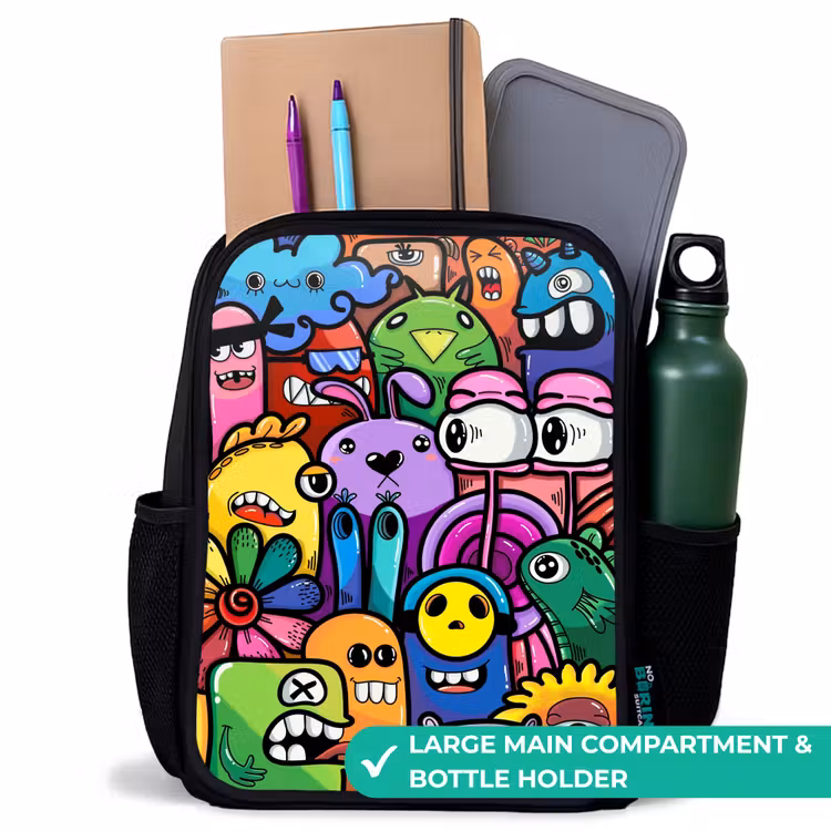 Kids backpack - Black - Funny colorful monsters — 10