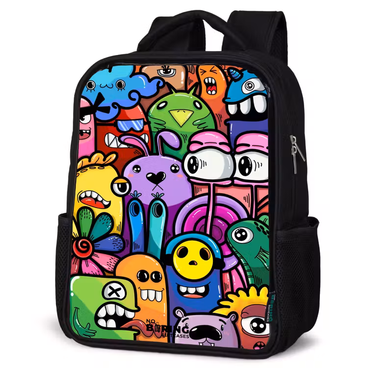 Kids backpack - Black - Funny colorful monsters — 6