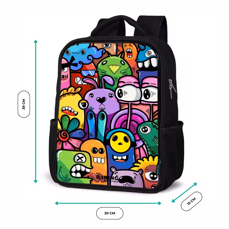 Kids backpack - Black - Funny colorful monsters — 8
