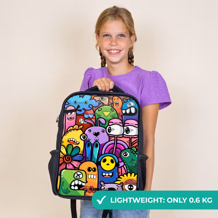 Kids backpack - Black - Funny colorful monsters — 9