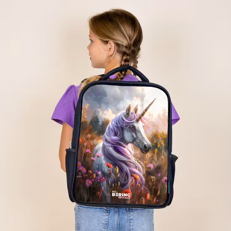 Kids backpack - Black - Lavender spring horn — 4