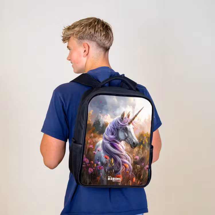 Kids backpack - Black - Lavender spring horn — 5