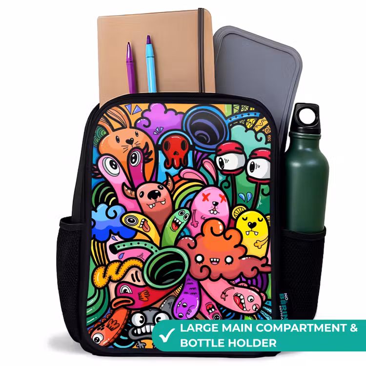 Kids backpack - Black - Merry monster chaos — 10