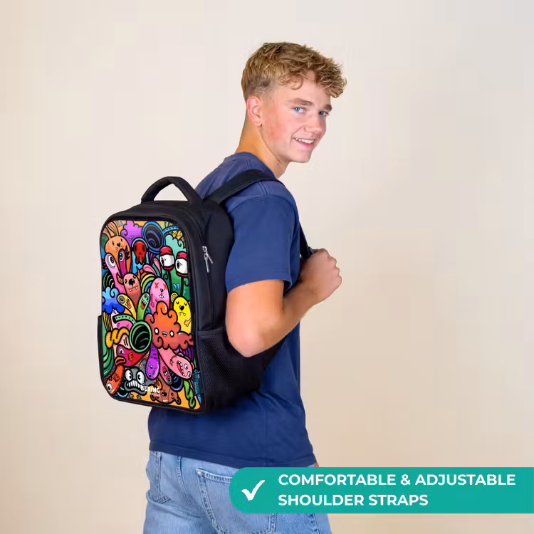 Kids backpack - Black - Merry monster chaos — 11