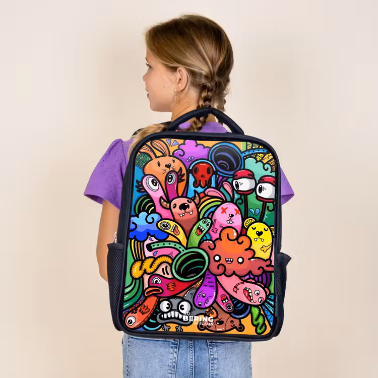 Kids backpack - Black - Merry monster chaos — 4
