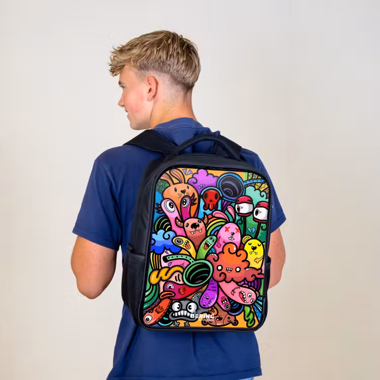 Kids backpack - Black - Merry monster chaos — 5