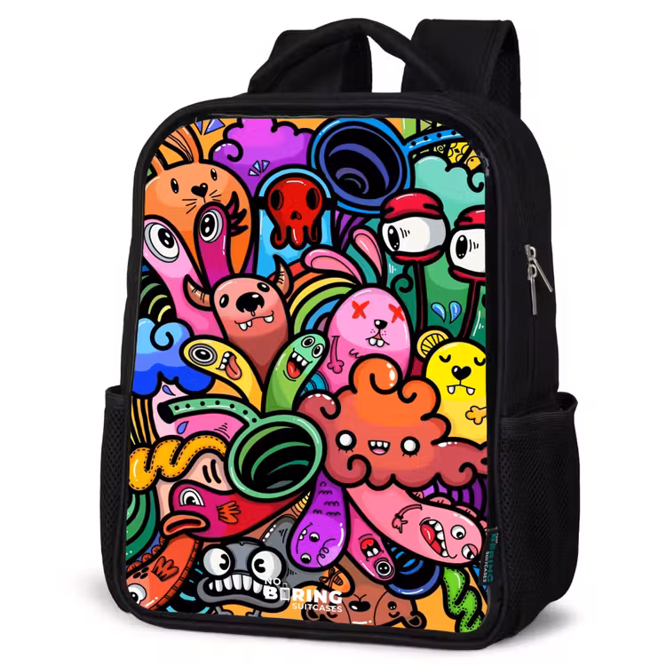 Kids backpack - Black - Merry monster chaos — 6