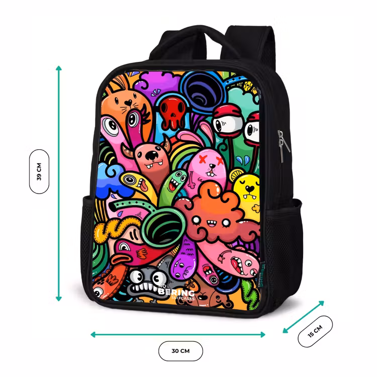 Kids backpack - Black - Merry monster chaos — 8