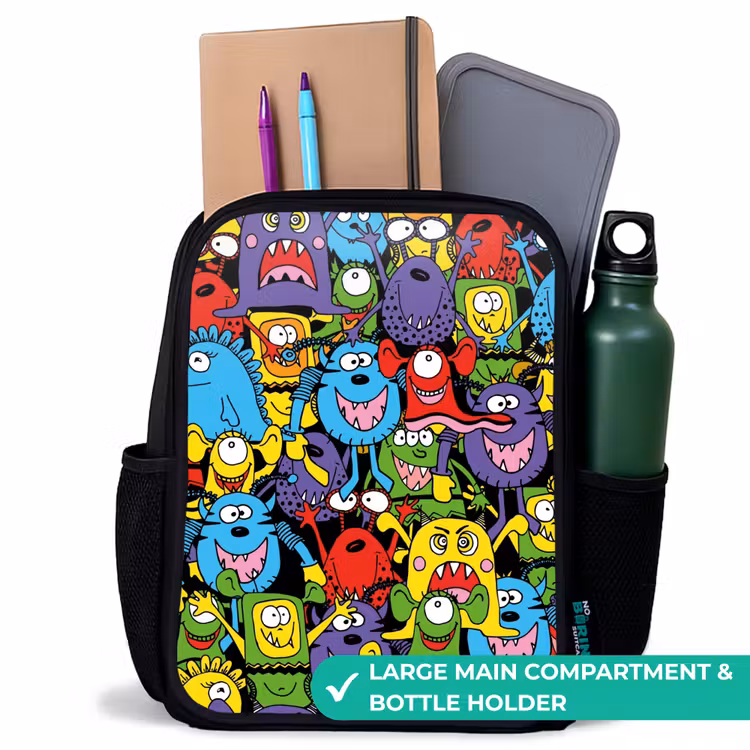 Kids backpack - Black - Monsters with Bright Colors — 10