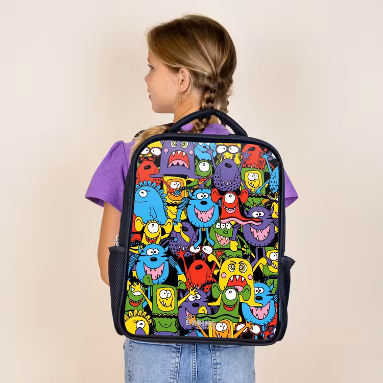 Kids backpack - Black - Monsters with Bright Colors — 4