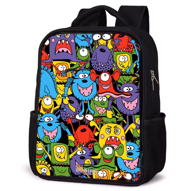 Kids backpack - Black - Monsters with Bright Colors — 6
