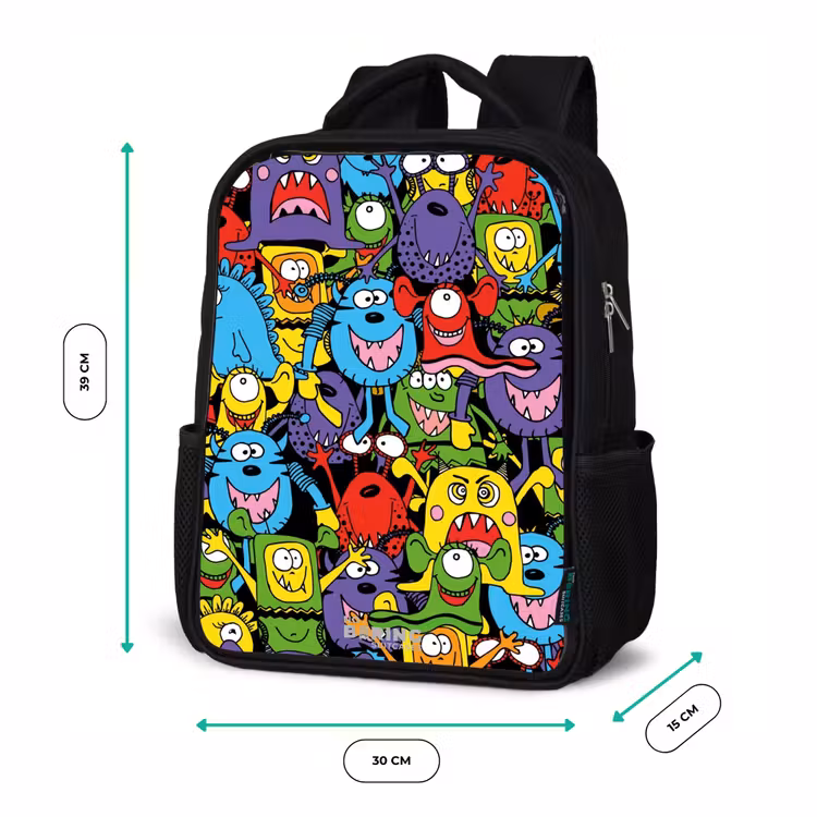 Kids backpack - Black - Monsters with Bright Colors — 8