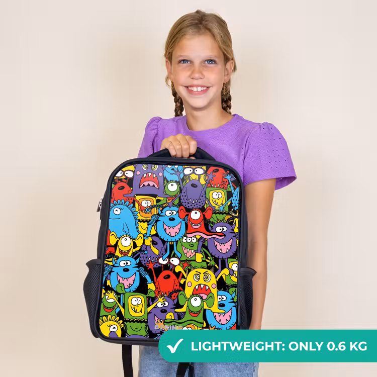 Kids backpack - Black - Monsters with Bright Colors — 9