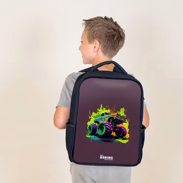 Kids backpack - Black - Neon Wheels — 2