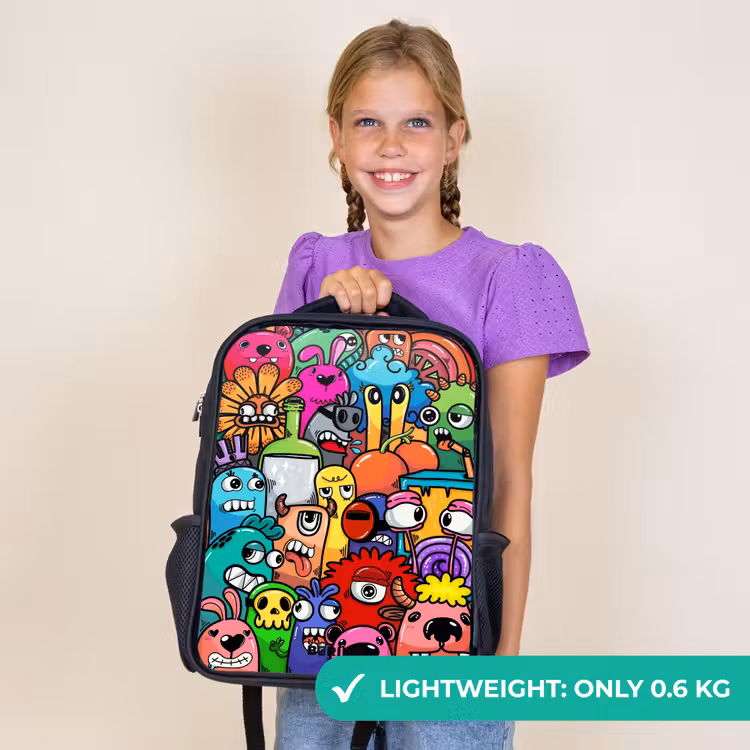 Kids backpack - Black - Popping colored monsters — 9