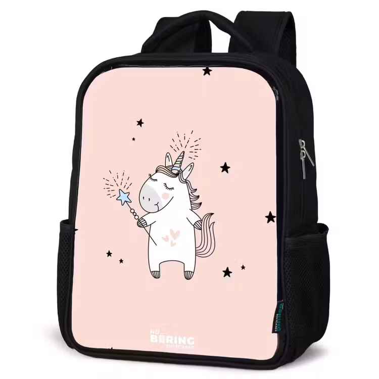 Kids backpack - Black - Signed unicorn with magic wand — 6