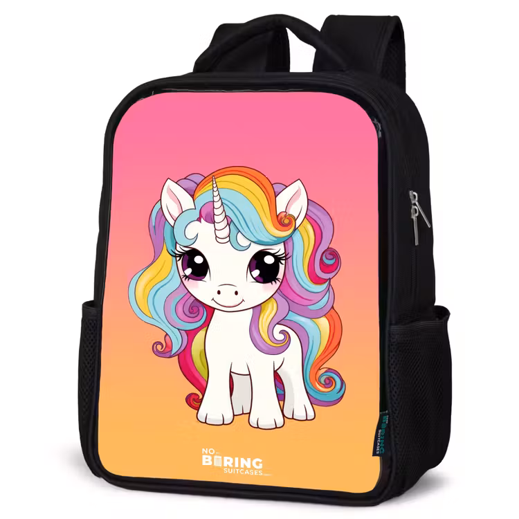 Kids backpack - Black - Small unicorn with rainbow colors — 6