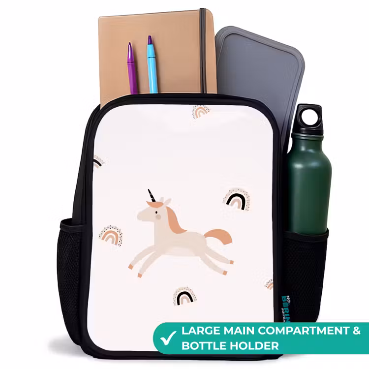 Kids backpack - Black - Unicorn with orange mane — 10