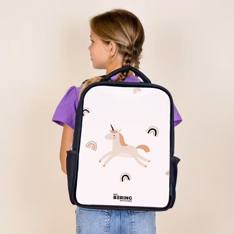 Kids backpack - Black - Unicorn with orange mane — 4