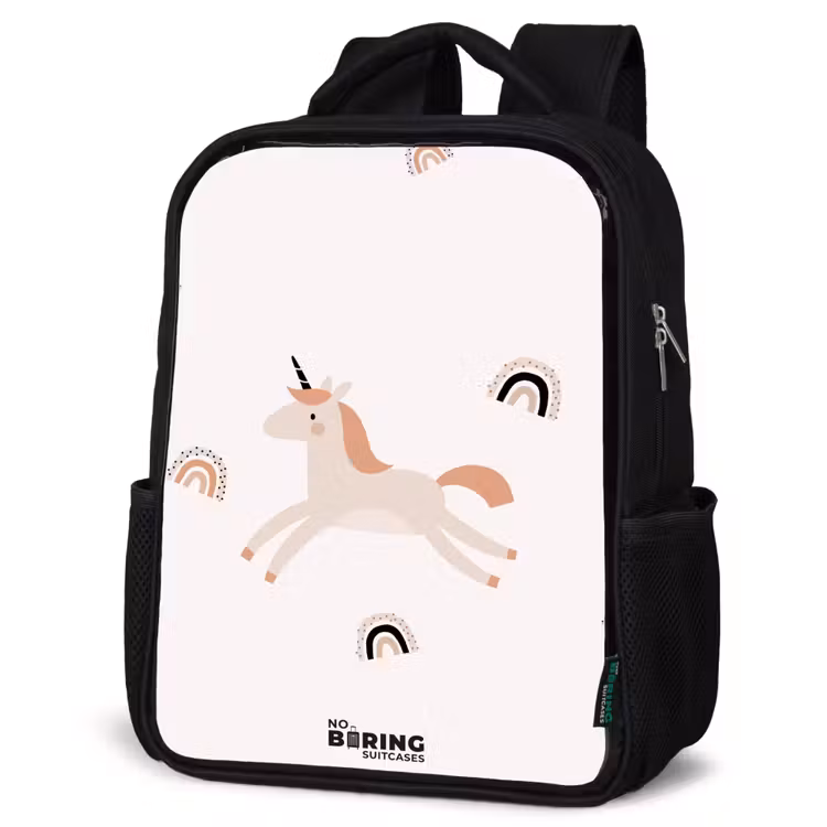 Kids backpack - Black - Unicorn with orange mane — 6