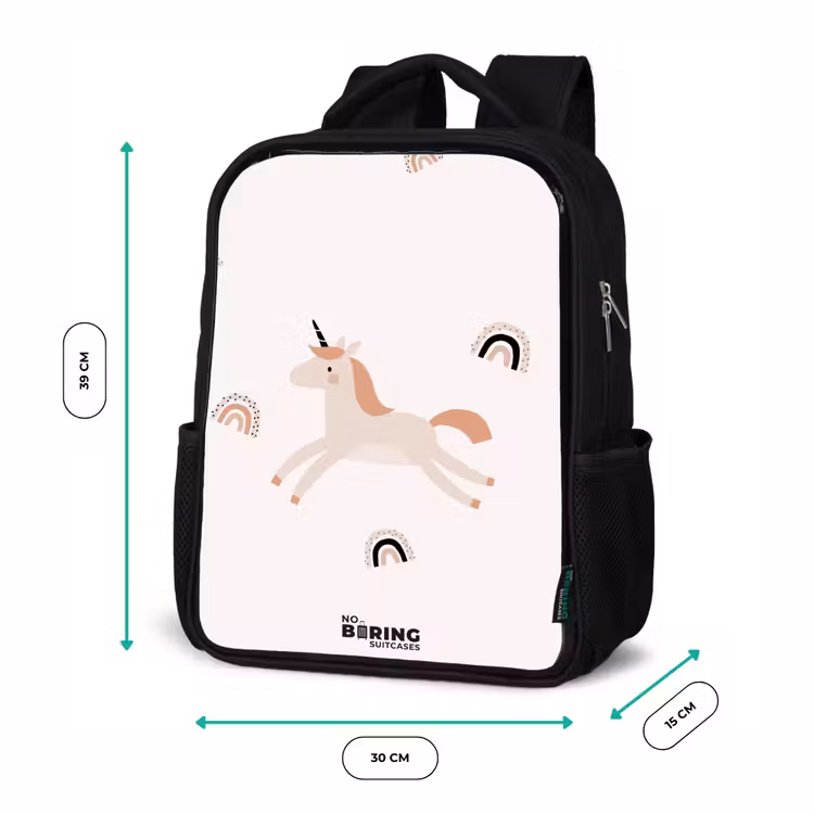 Kids backpack - Black - Unicorn with orange mane — 8