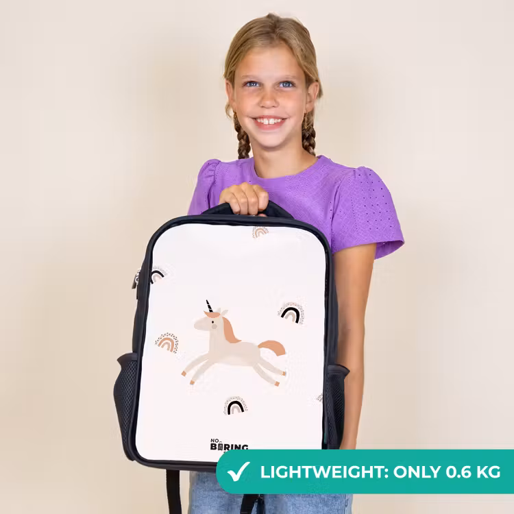 Kids backpack - Black - Unicorn with orange mane — 9