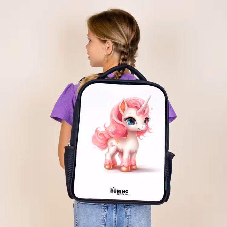 Kids backpack - Black - Unicorn with pink mane — 4