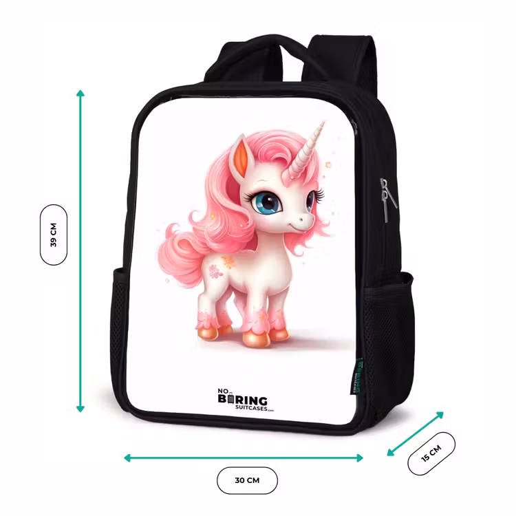 Kids backpack - Black - Unicorn with pink mane — 8