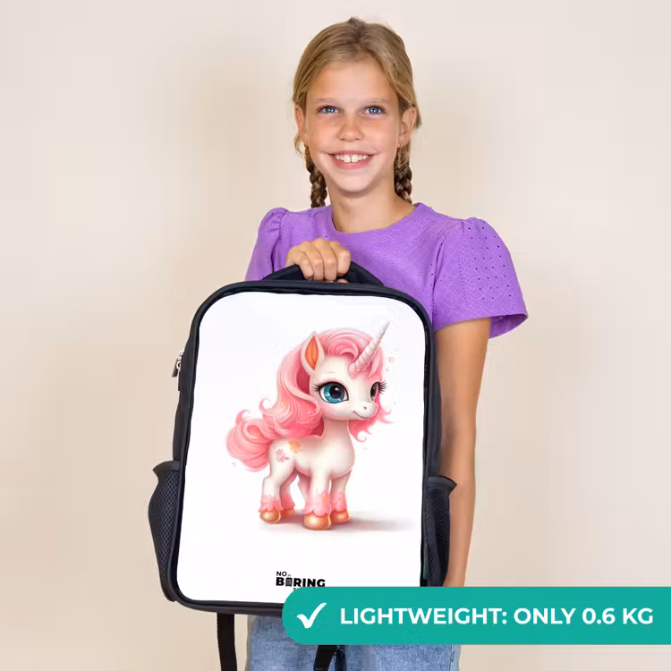 Kids backpack - Black - Unicorn with pink mane — 9