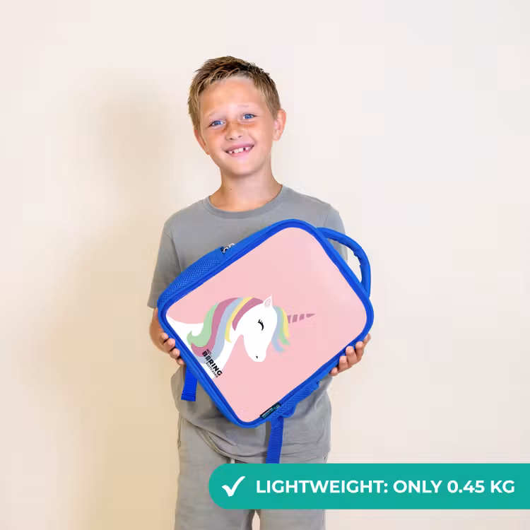 Kids backpack - Blue - Cartoon unicorn with rainbow mane — 3