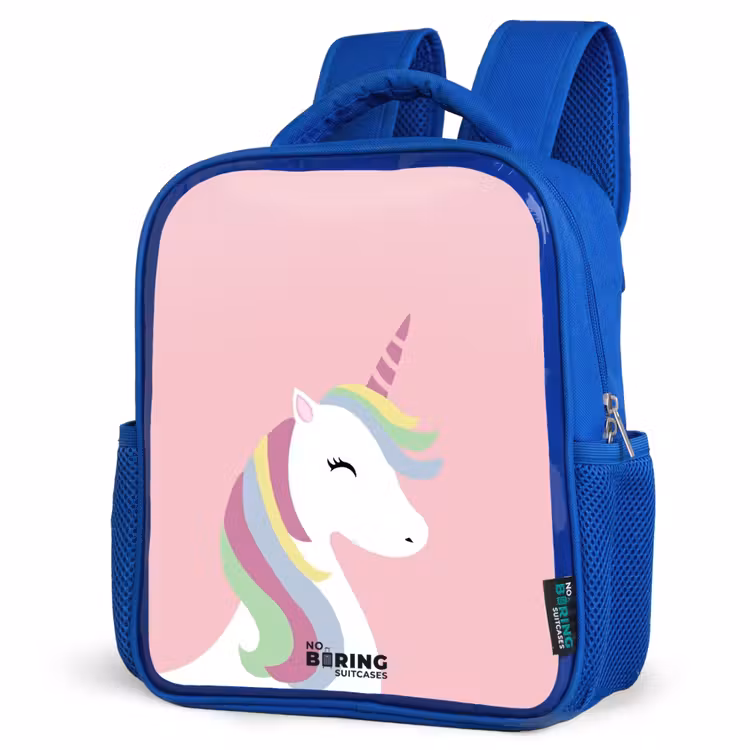 Kids backpack - Blue - Cartoon unicorn with rainbow mane — 7